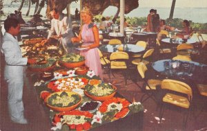 Coral Lanai Buffet, Halekulani Hotel, Waikiki, Hawaii ca 1950s Vintage Postcard