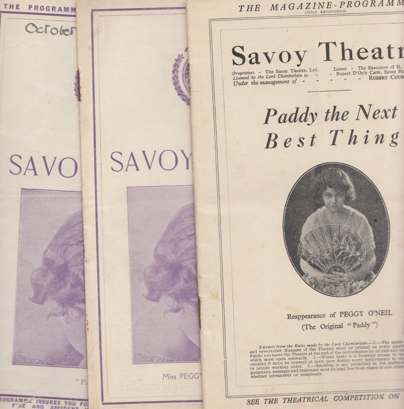 Paddy The Next Best Thing Peggy O Neil 3x Rare Irish Theatre Programme s