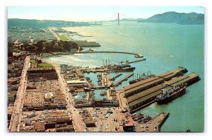 Fisherman's Wharf  Golden Gate Bridge San Francisco California Postcard Air View 