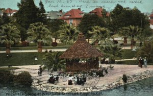 Vintage Postcard 1907 Midwinter Scene At West Lake Park Los Angeles California