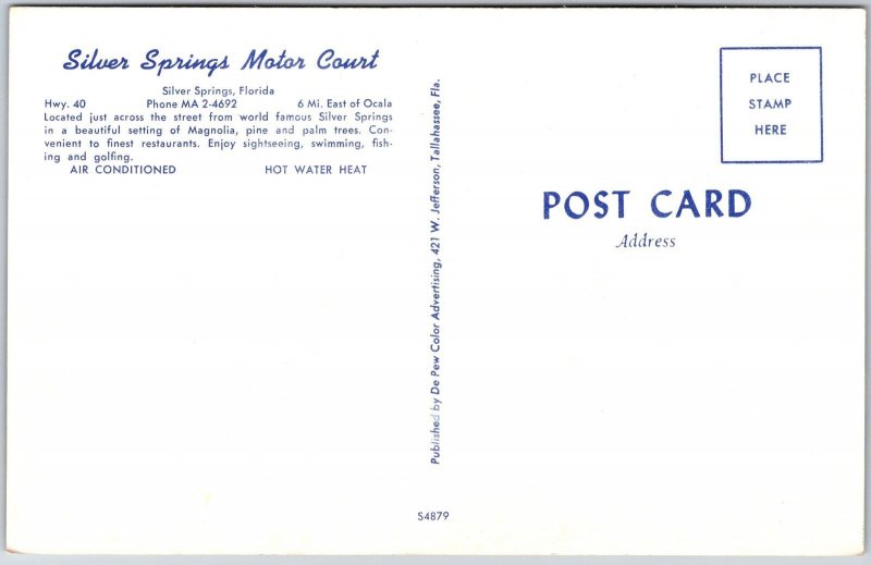 Silver Springs Florida FL, Motor Court Building, Driveway, Vintage Postcard