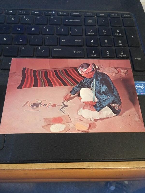 Vtg Postcard: Navajo Sand Painter