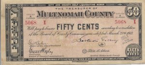 1933 Multinomah County, Oregon 50c Depression Script (65031)