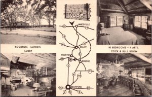 Postcard The Wagon Wheel Lodge on Routes 2 and 75 in Rockton, Illinois