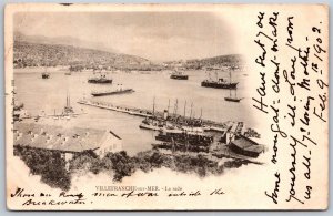 Vtg France Villefranche-sur-Mer La Rade Harbor Ships 1902 View Old Postcard