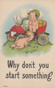 Pop-up Children & automobile, 1913; Why don't you start something?