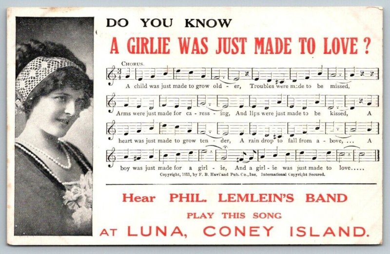 Phil Lemlein's Band  Luna Park  Coney Island  New York   Postcard