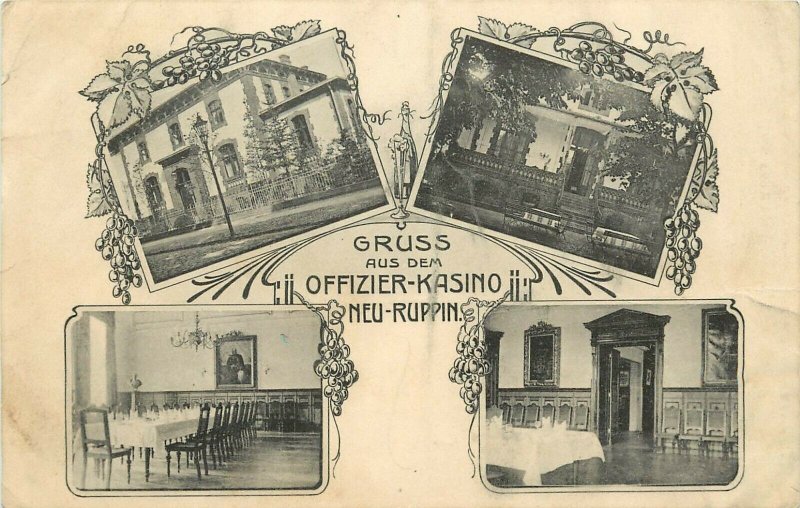 c1908 Multiview Postcard Gruss aus dem Offizier-Kasino, NeuRuppin Germany