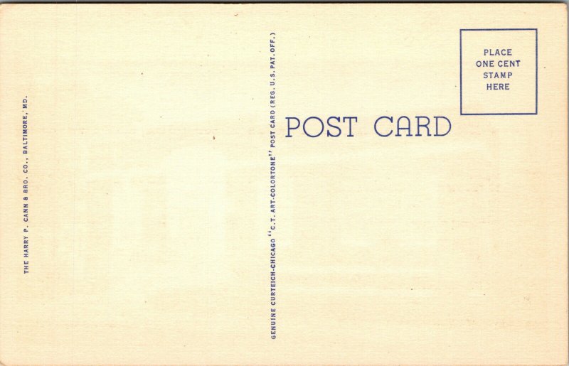 Vtg 1940s US Post Office Laurel Delaware DE Unused Linen Postcard