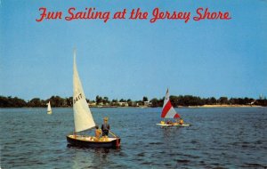 Sailing at the Jersey Shore, New Jersey Sailboats ca 1960s Vintage Postcard