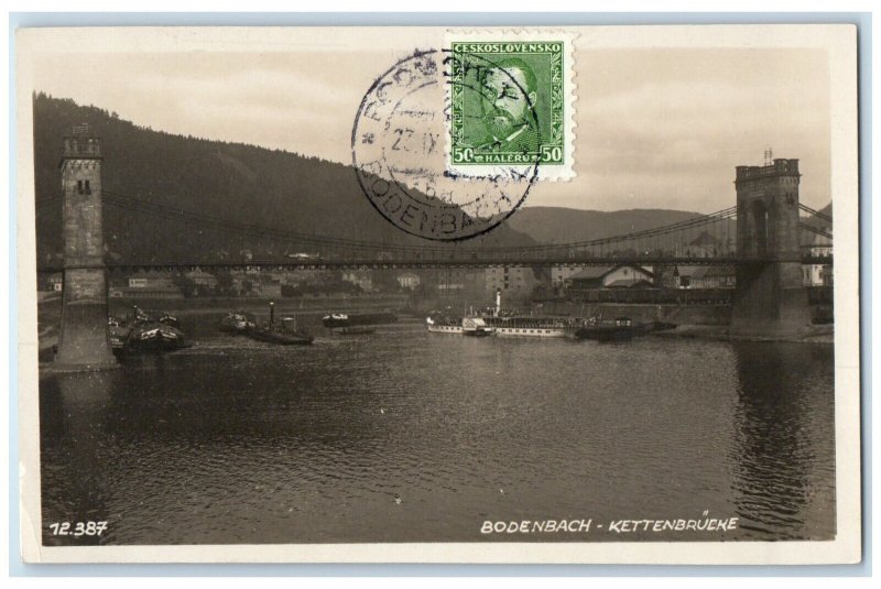c1930's Bodenbach Chain Bridge Czech Republic Vintage RPPC Photo Postcard