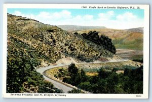 Bridger Wyoming Postcard Eagle Rock Lincoln Highway Evanston Road c1940 Vintage