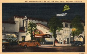 Rendezvous Of The Stars Brown Derby Hollywood California Vintage Postcard 1942