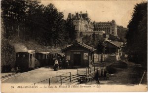 CPA AK AIX-les-BAINS Gare du Revard et Hotel Bernascon TRAM VAPEUR (977506)