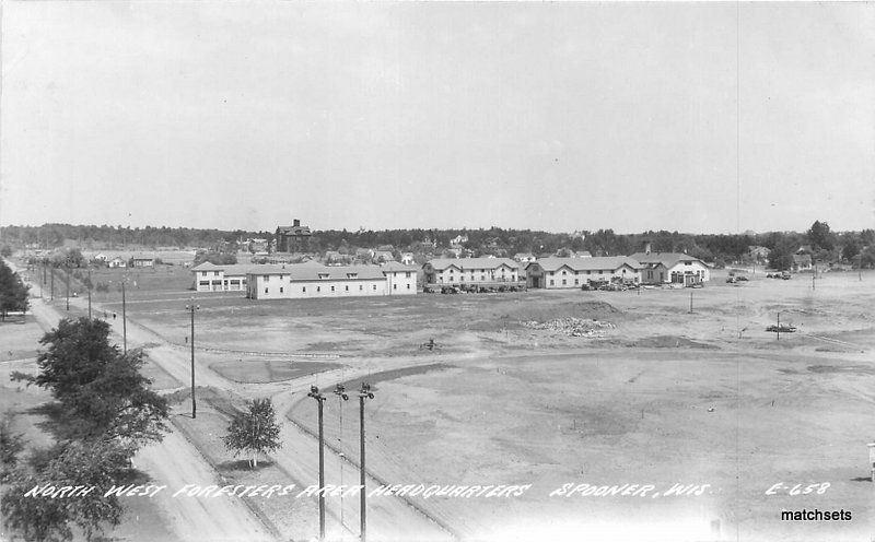 1940s Spooner Wisconsin NW Foresters Area Headquarters RPPC Real photo 8528