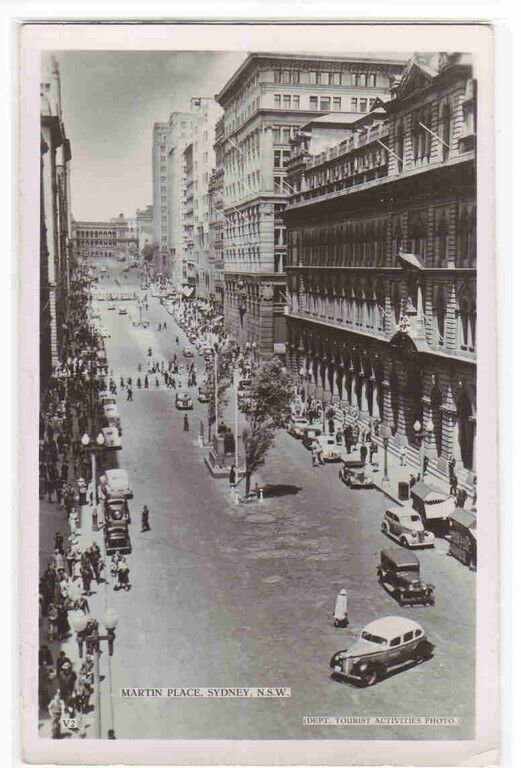 Martin Place Street Scene Sydney NSW Australia RPPC postcard