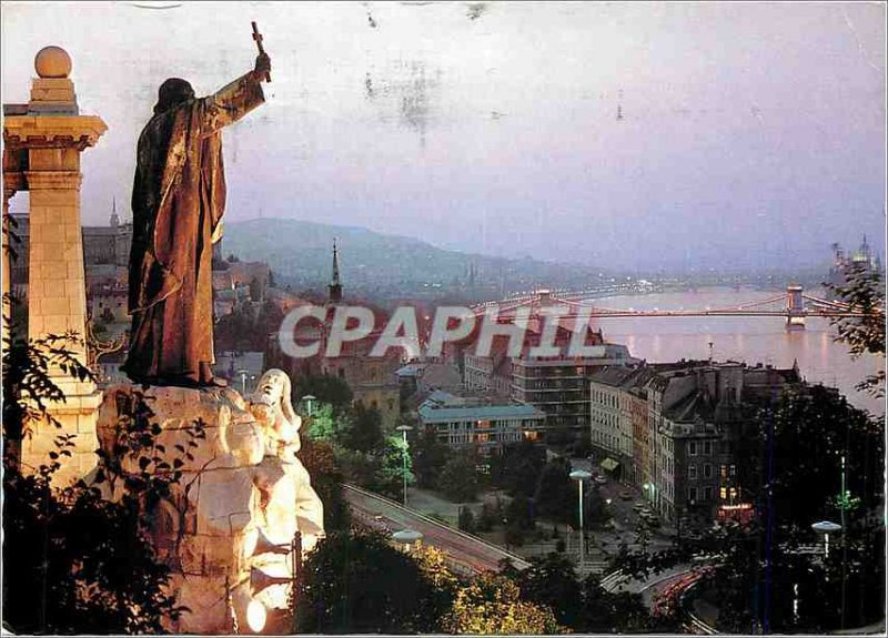 Modern Budapest Postcard View with St. Gellert Statue