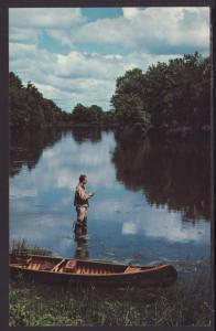 Fisherman and His Canoe Postcard