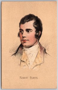 Vtg Robert Burns Poet Portrait Andrew Allan Ayr Scotland Color Crayon Postcard