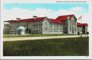 Franklin School Port Arthur Texas Linen Postcard C087