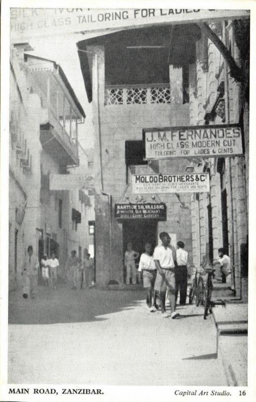 tanzania, ZANZIBAR, Main Road (1930s) Capital Art Studio No. 16, Postcard