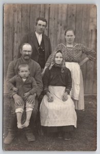 RPPC Slovakia Family Photo Women Aprons Head Scarf c1908 Real Photo Postcard L25