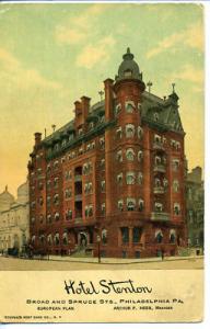 PHILADELPHIA PA. HOTEL STENTON DOWNTOWN POSTCARD 1912