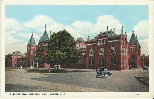 Old Model Car in Front of The National Museum by C. T. American Art 1920 Vintage