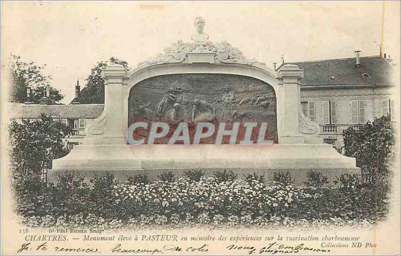 Postcard Old Chartres Monument Elevate has Pasteur in Memory of Experiences o...
