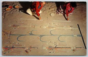 Native Americana Indian~Arizona~Navajos Sand Painting~1950s Postcard