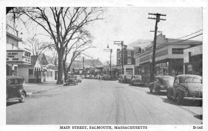 Street Scene Cars Newberry Store Theater Falmouth Massachusetts 1940s postcard