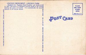 postcard IL - Lincoln Monument, Lincoln Park, Chicago