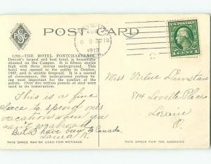 Divided-Back PONTCHARTRAIN HOTEL Detroit Michigan MI t0140