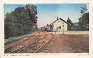 Bantam, CT Railroad Station Train Depot Hand Colored ca 1920s Vintage Postcard