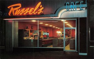 RUSSEL'S CAFES INC. Salt Lake City Roadside Diner Neon Signs c1950s Postcard