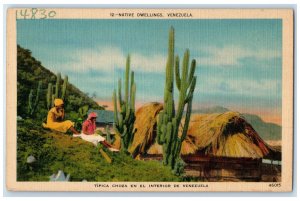 c1930's Native Dwellings Typical Hut Inside Venezuela Unposted Postcard