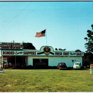 c1950s Vero Beach, FL Kennedy Groves Fruit Shippers Postcard Food Store Car A74