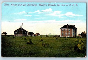 Western Canada Postcard Farm House Out Buildings On Line of CPR 1910