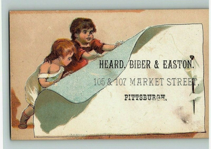 Heard Biber & Easton 2 Children Together Victorian Calling Card Pittsburgh PA
