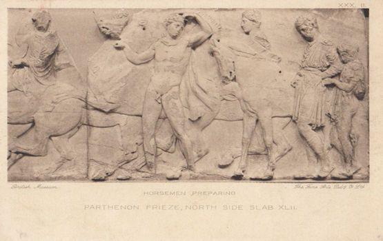 Parnethon Frieze North Side Slab Horsemen Preparing Antique Postcard