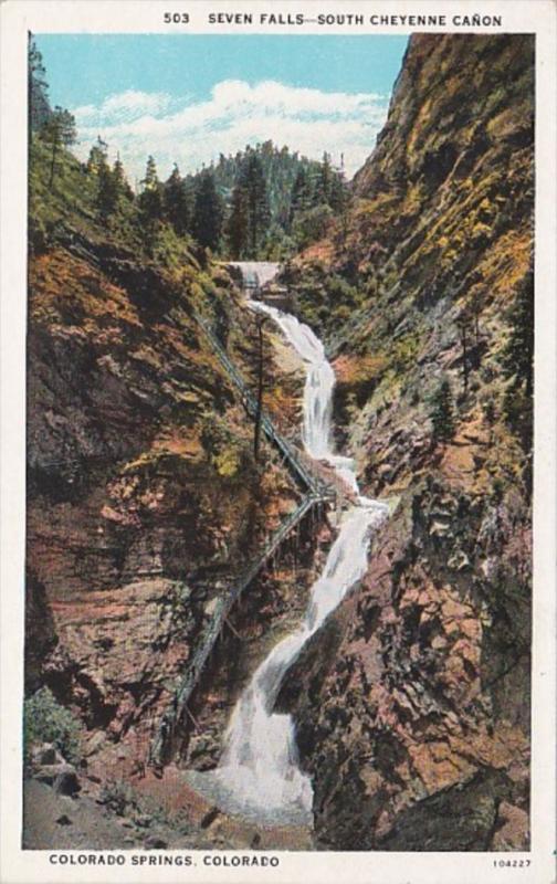 Colorado Colorado Springs Seven Falls South Cheyenne Canon Curteich