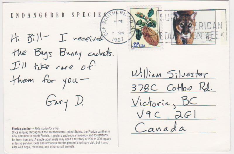 FLORIDA PANTHER UNITED STATES POSTAL CARD