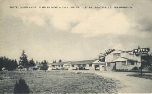 Motel Highlands Seattle WA Washington Motels US 99 Highland Vintage Postcard E8