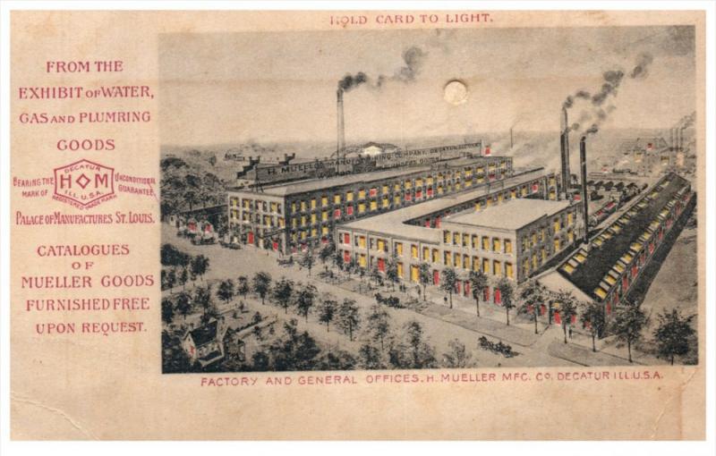 Hold to Light . Illinois Decatur H.Keller Mfg Co. Factory