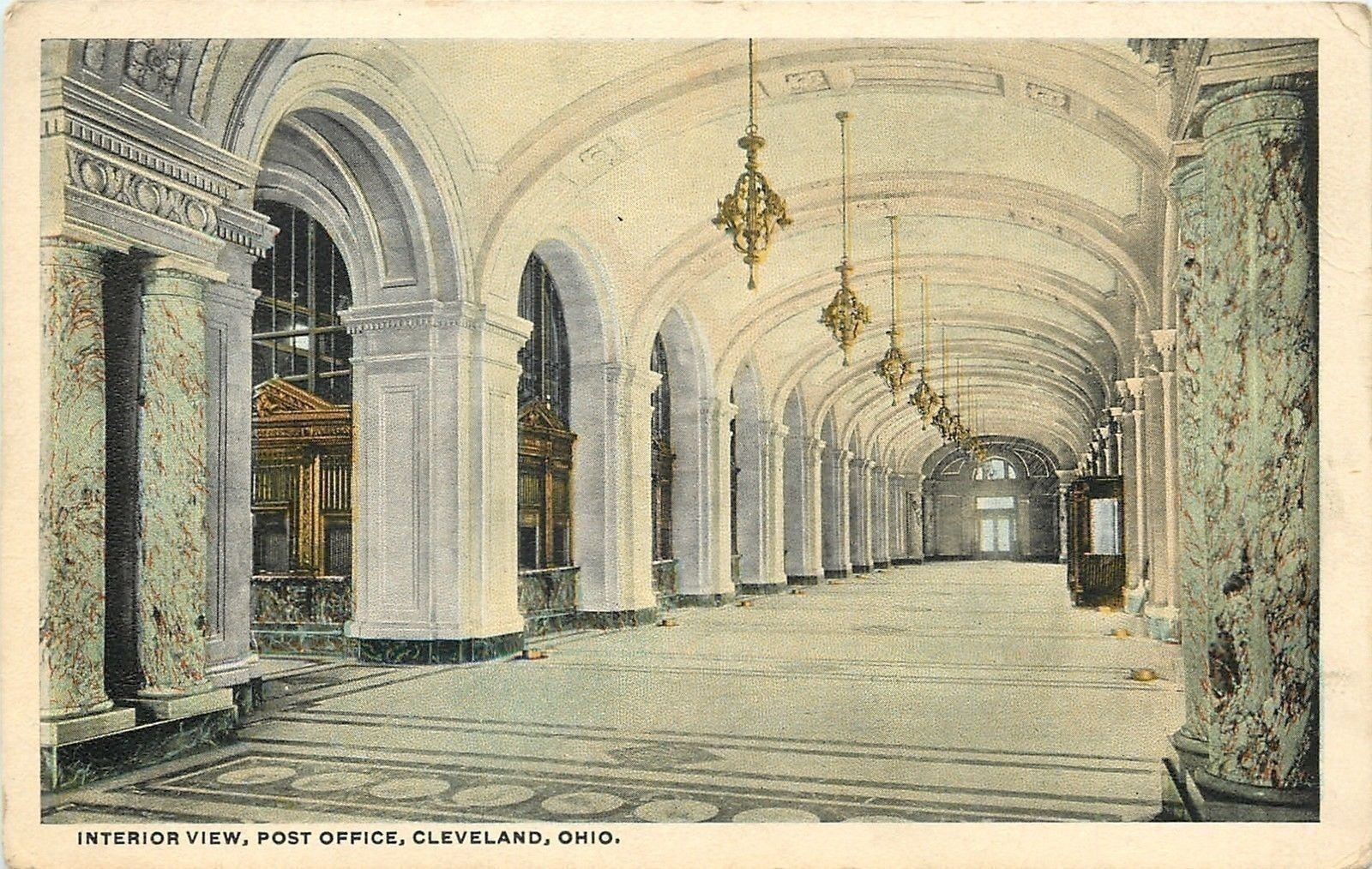 Cleveland OhioPost Office Interior ViewMarble CollonadeClerk Windows
