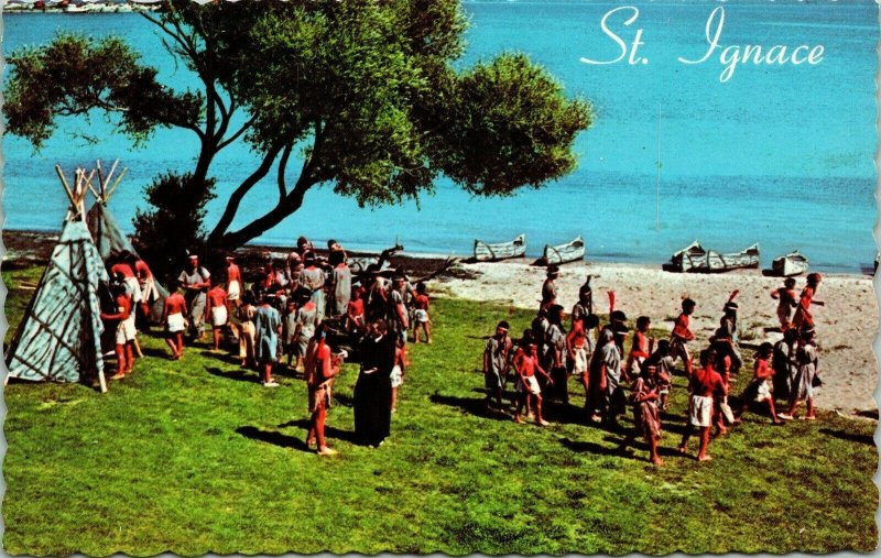 St Ignace MI Michigan Black Gown Tree Pere Marquette Pageant VTG Postcard UNP 