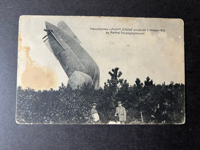 1915 Mint Germany RPPC Zeppelin Postcard Cover Elsass Crash Crew Airship