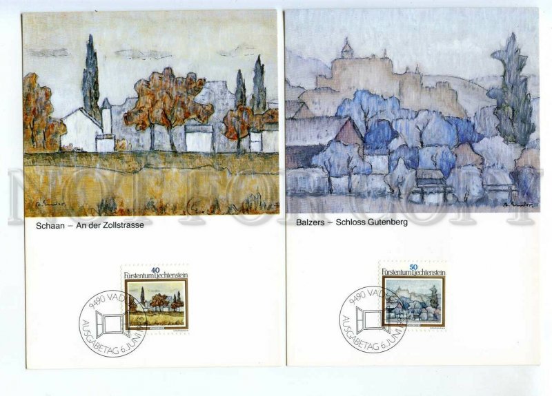 440833 Liechtenstein 1983 set First Day maximum cards Anton Ender landscapes
