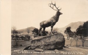 H26/ Colorado Springs RPPC Postcard c1910 Aldrich Marble Granite Elk Monument