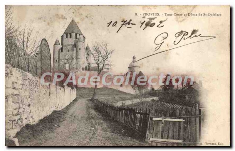 Old Postcard Provins Cesar Tower and Dome of St Quiriace